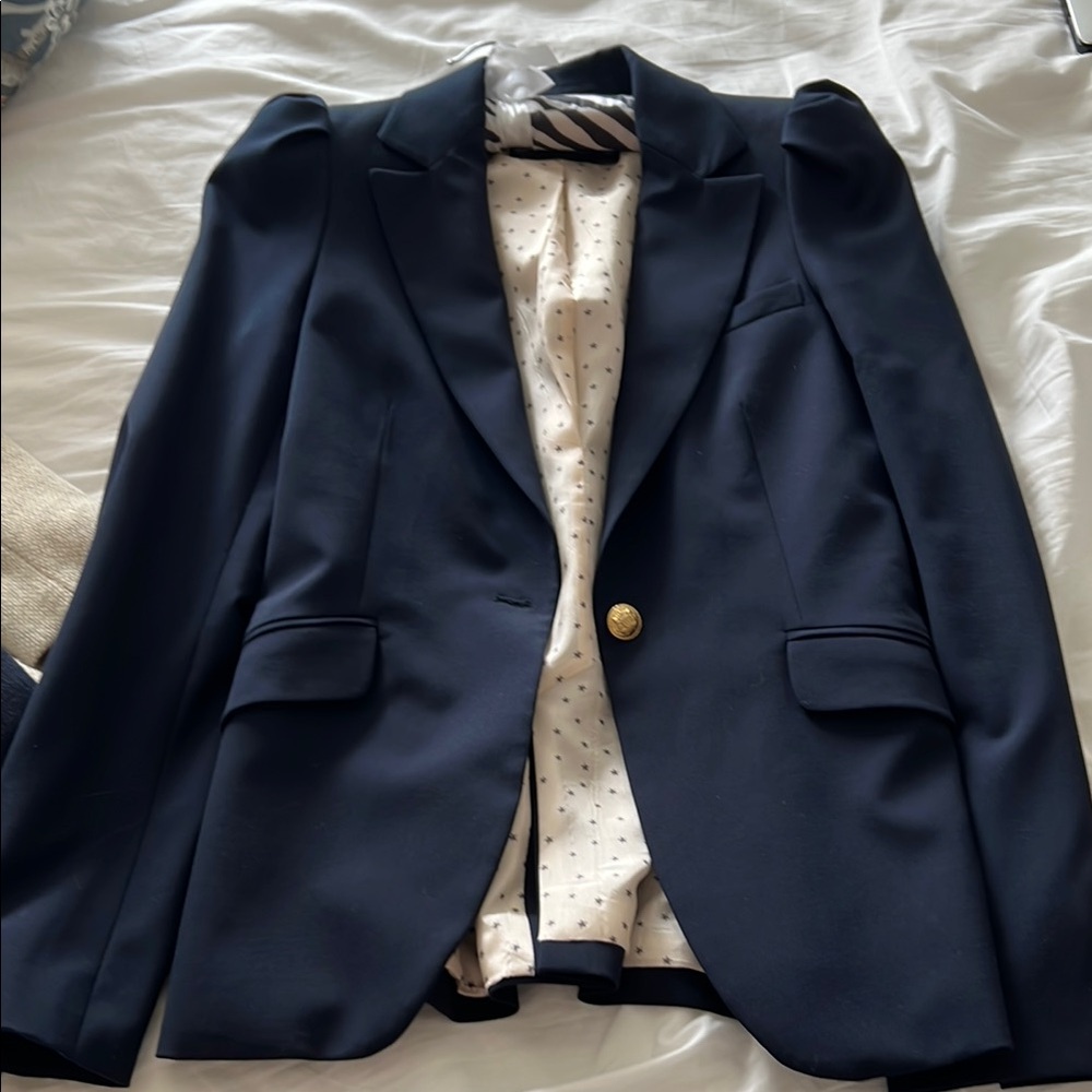Zara Navy Blazer with Gold Button